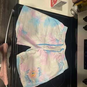 Pink Floyd Pink and Blue Tie-Dye Lined Swim Trunks Men's XL